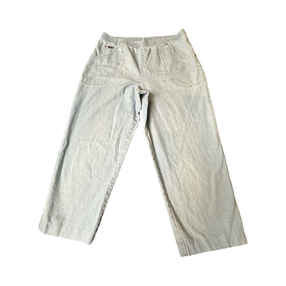 Chic Jeans‎ Women 16 Light Blue Denim High Rise Elastic Waist Wide Leg Relaxed